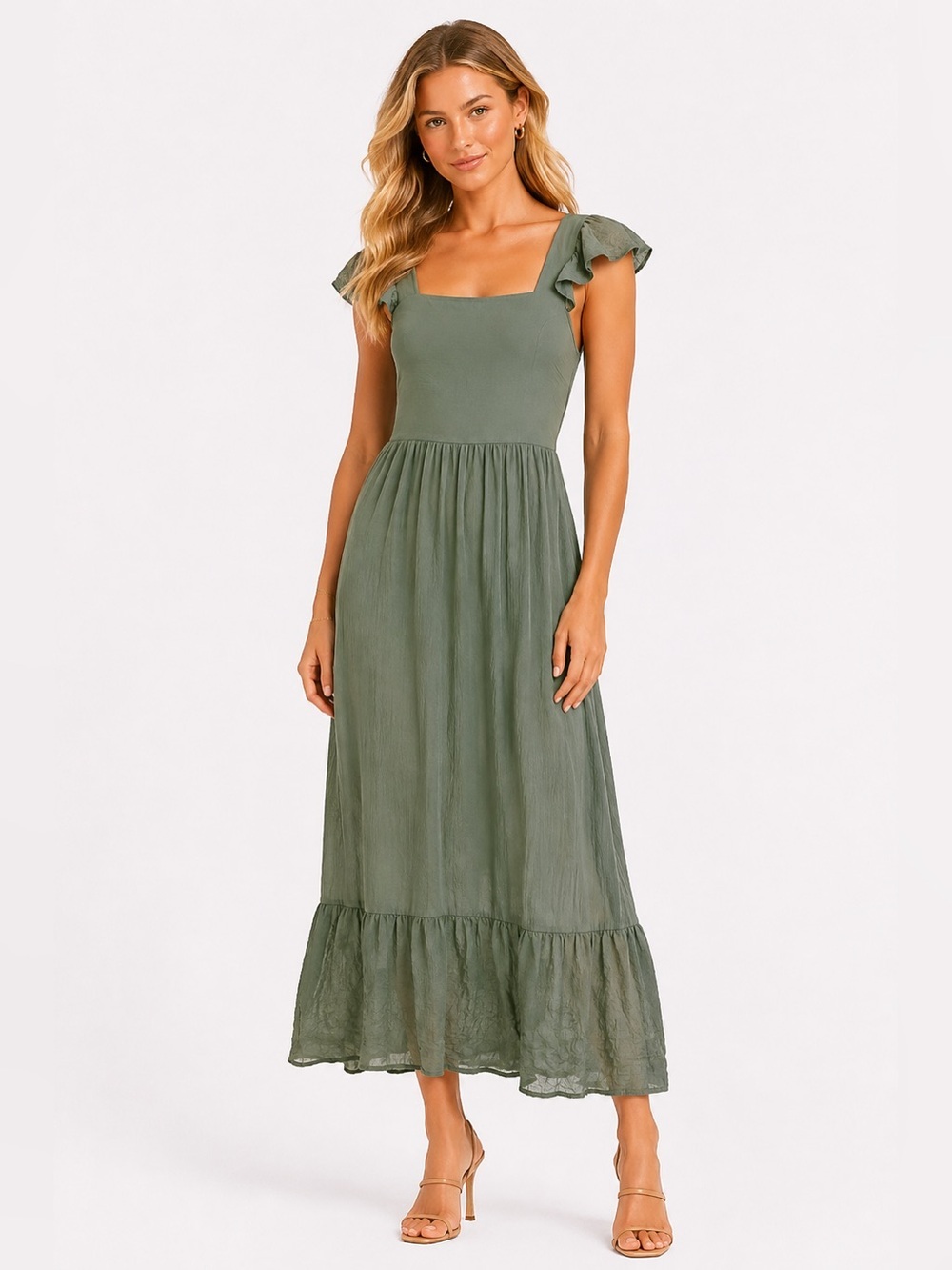 J, Crew Green Sage Midi Dress Women Size XS